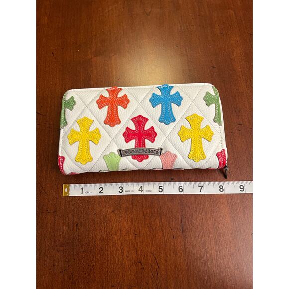 Chrome Hearts Multi Color Cross Patch Wallet in White Silver Hardware - Picture 3 of 6